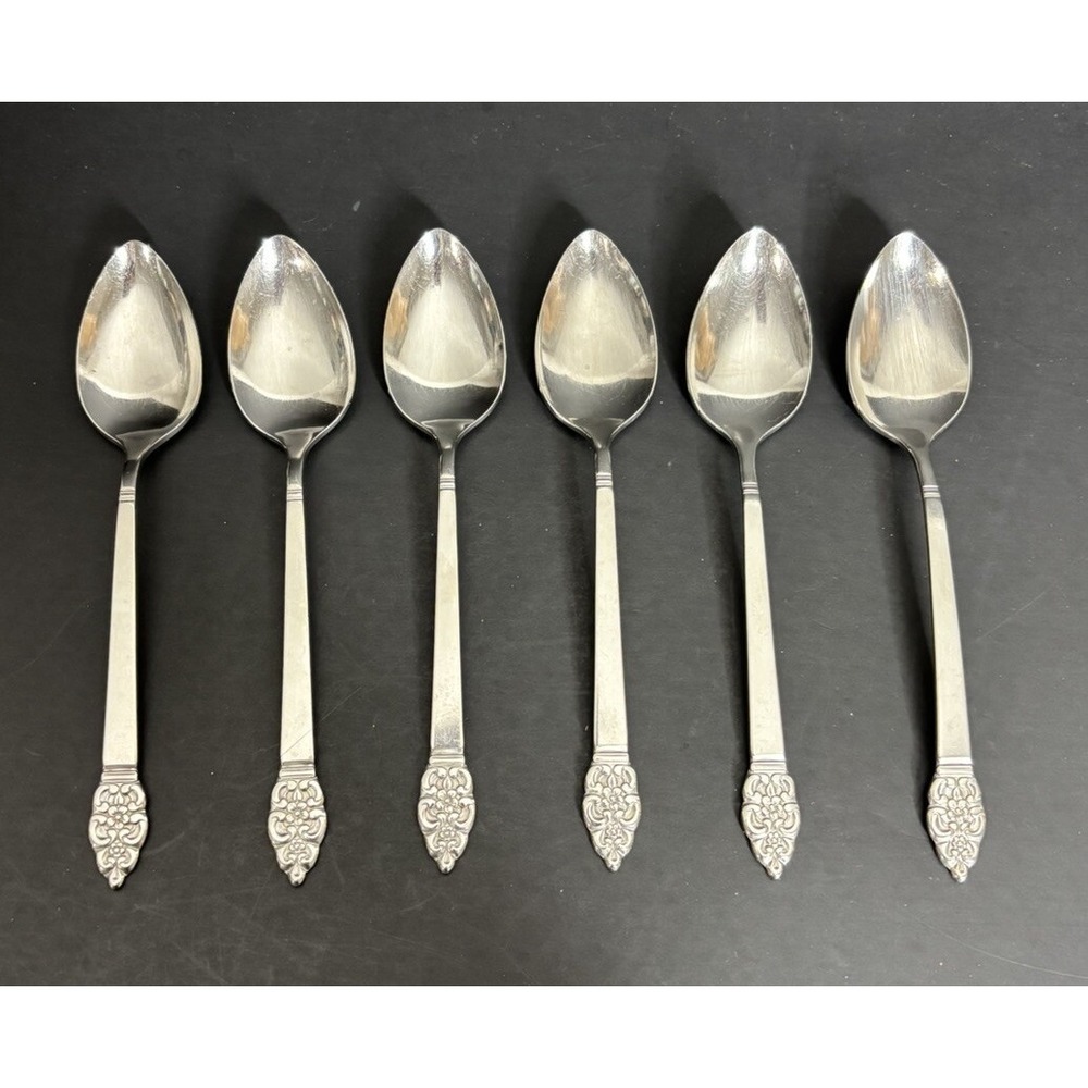 6 Oneida Nordic Crown Teaspoons 6" Oneidacraft Deluxe Stainless